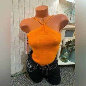 Noisy May Knitted Crochet Halter Neck Top Sz L Retail $40 NWT!